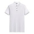 Cotton lapel short-sleeved T-shirt for business wear with mosaic design in mulberry silk blend fabric