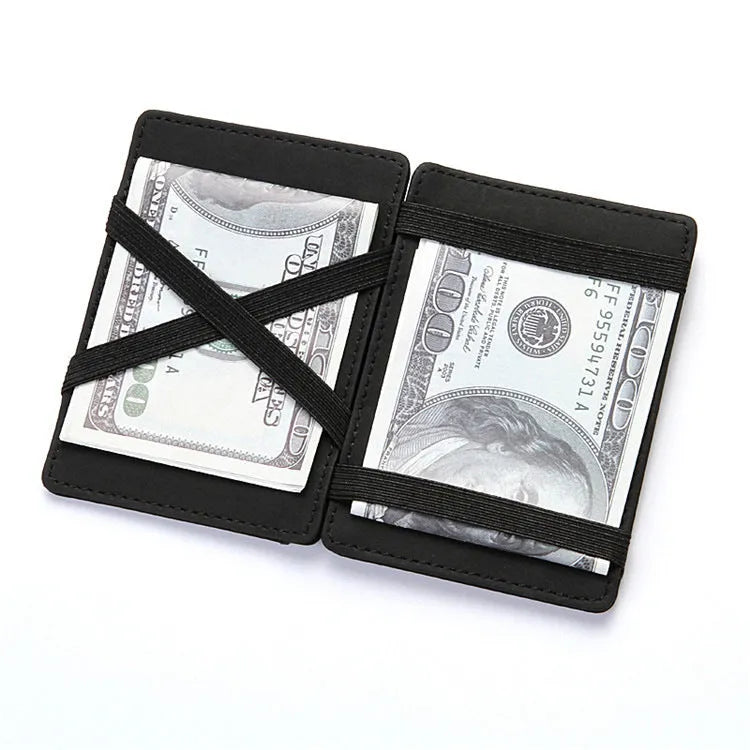 PU leather magic wallet with flip card holder and zipper coin purse in multiple colour options