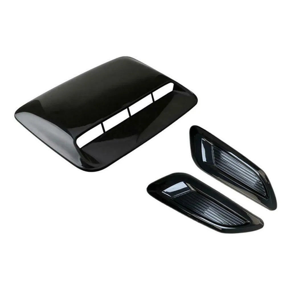ABS plastic car air scoop shroud and engine cover set in black or carbon fibre finishes