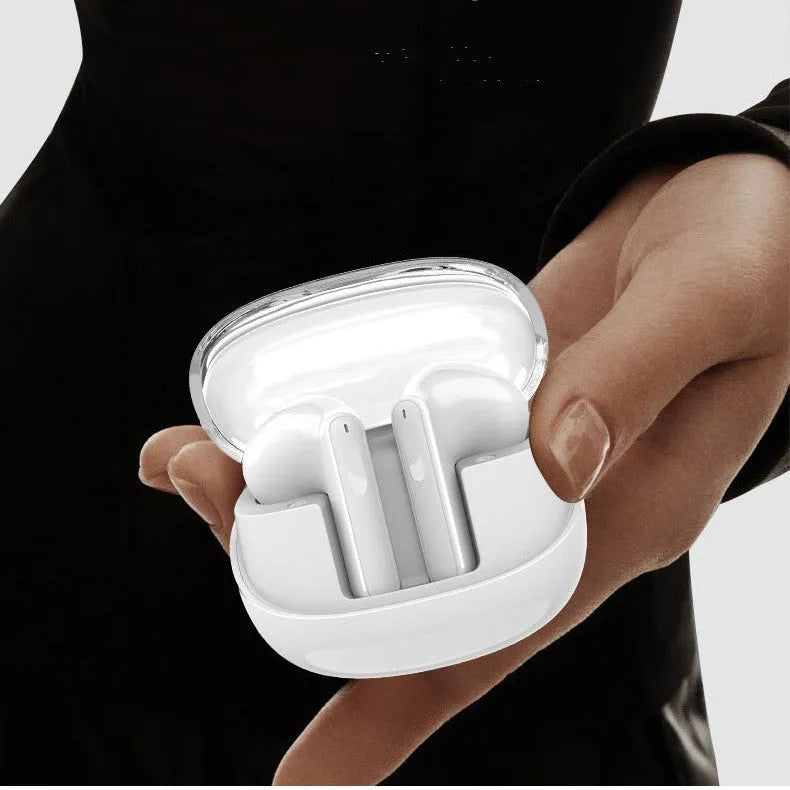 Transparent mini wireless Bluetooth earbuds with ergonomic design and 9D stereo sound