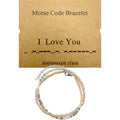 Moss Password Beads Bracelet with crystal string beads and stainless steel double layer geometric chamfered square pattern