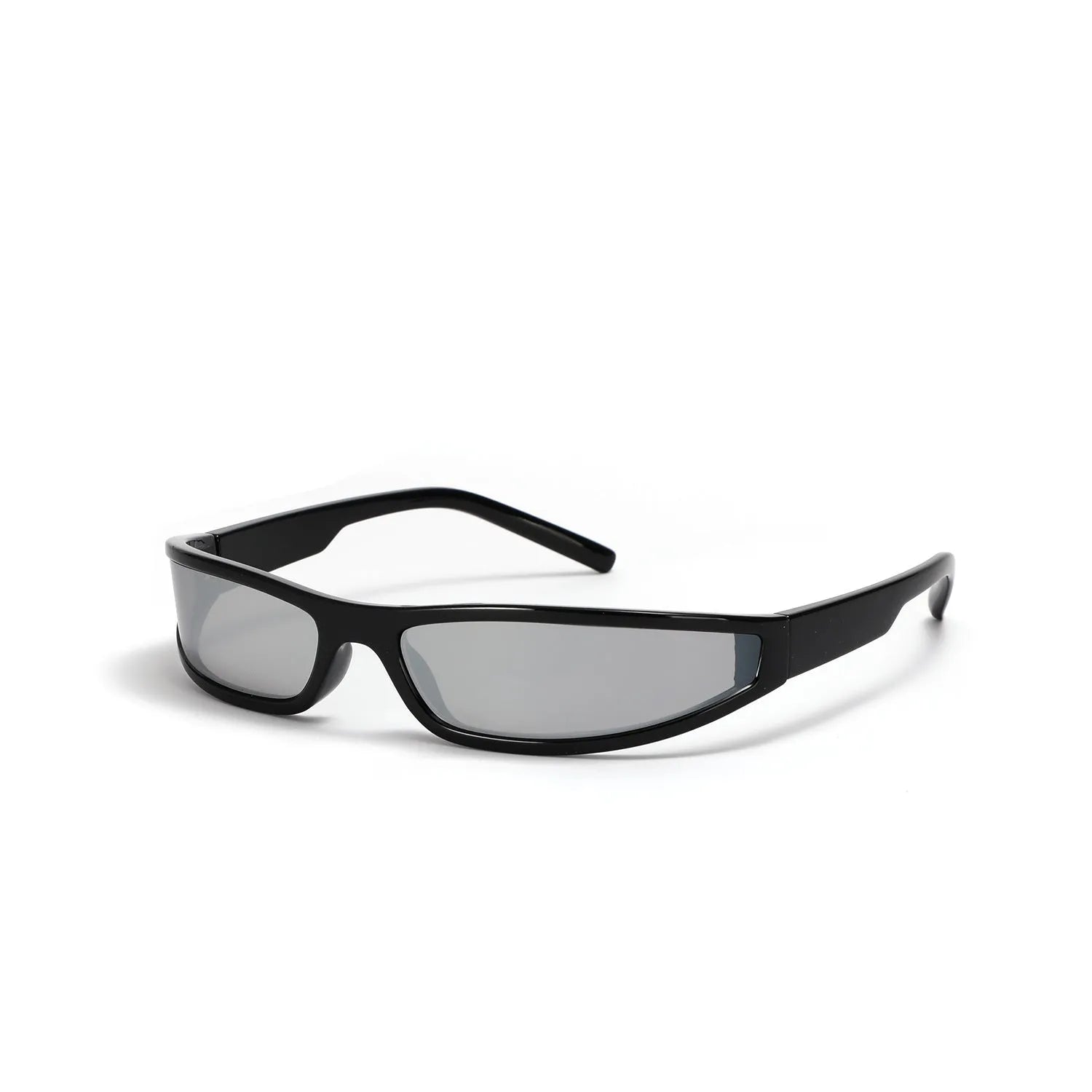 Women's narrow frame future style sunglasses in bright black and grey colourway