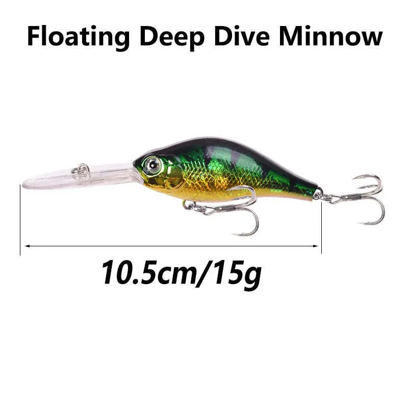 Little Fat Man deep diving mino fishing lure, 10.5cm long and 15g weight, shown in colour option A.