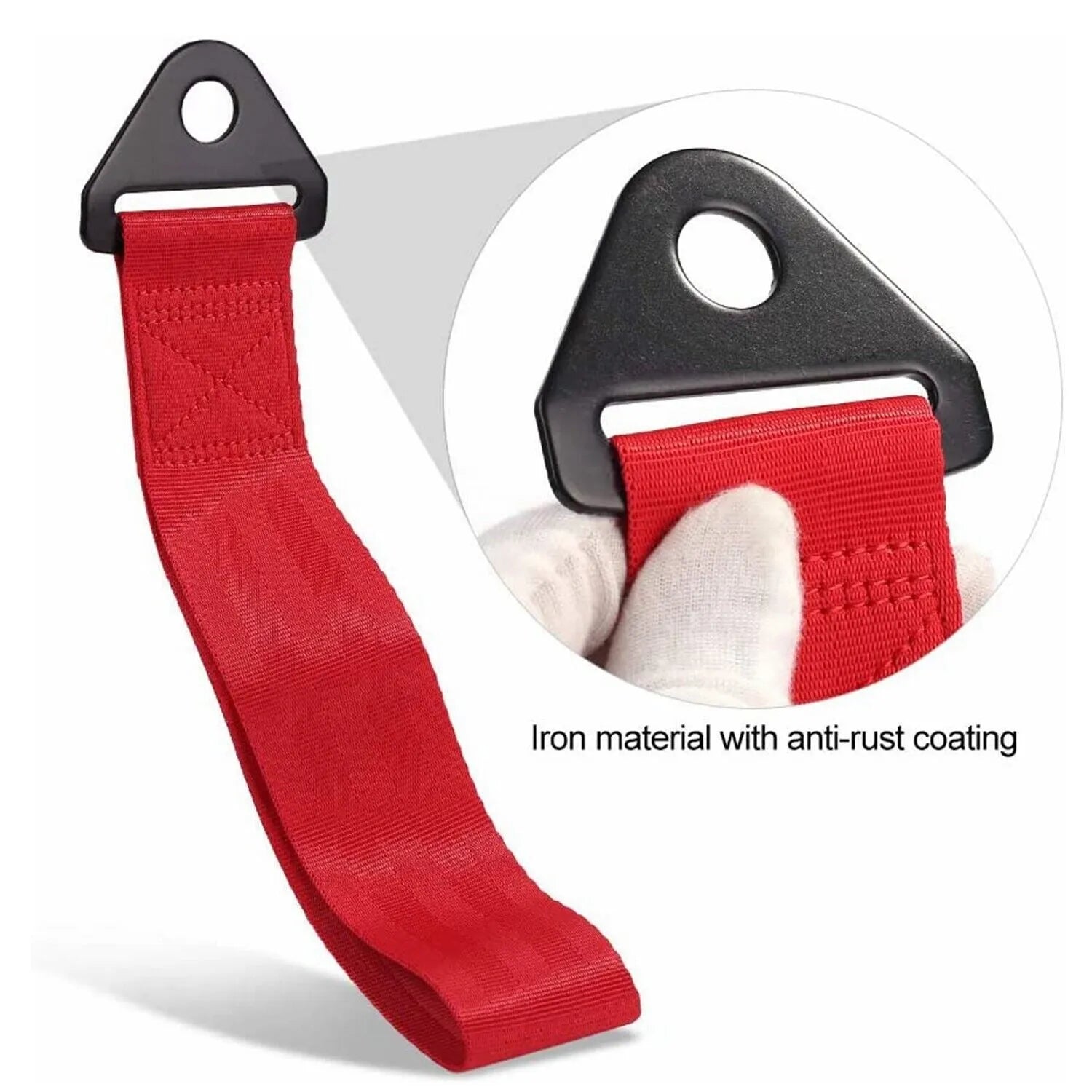 ABS nylon automotive trailer rope with front bumper ribbon in red, blue, purple, gold, or black colour options