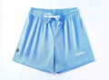 Men's black double-layer mesh sports shorts on a manikin, showing the textured design.