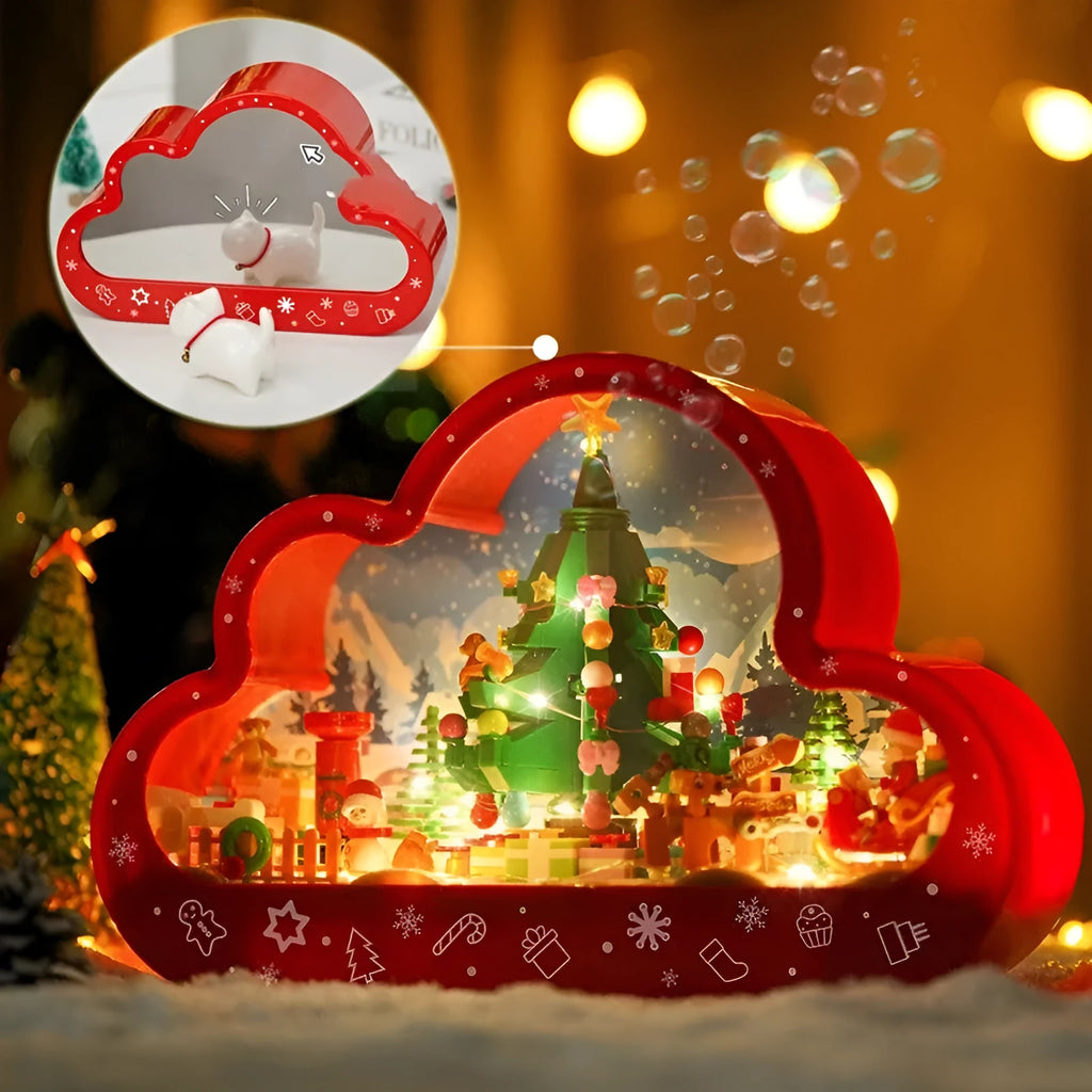 Christmas building block cloud night lamp with decorative mirror frame and LED table light