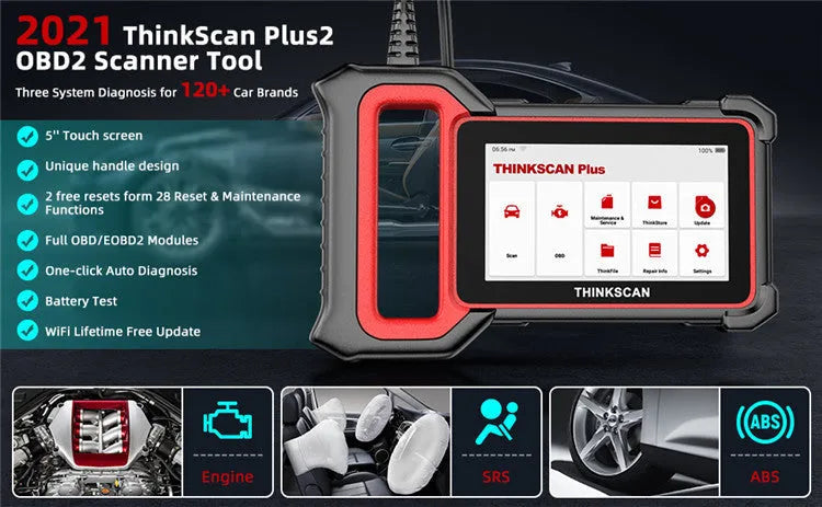 Thinkcar Thinkscan Plus S2 car diagnostic scanner with host unit and dongle for ECM, ABS, and SRS system detection