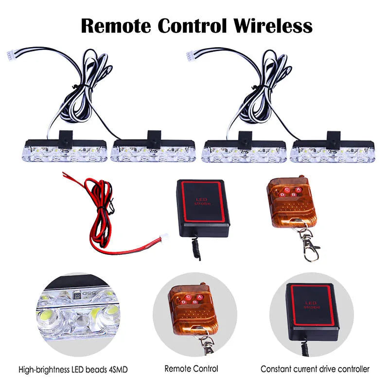 Black car mounted wireless remote controlled LED emergency warning light for vehicles