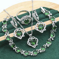 Four-piece copper inlaid zircon jewellery set with necklace, ring, earrings and bracelet in black, green or picture colour