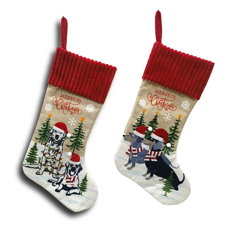 Pet themed cloth Christmas tree pendant ornament with cat and dog designs in pastoral style