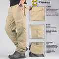 Men's thick cotton overalls with wool lining in khaki colour, showing loose fit and straight leg design.