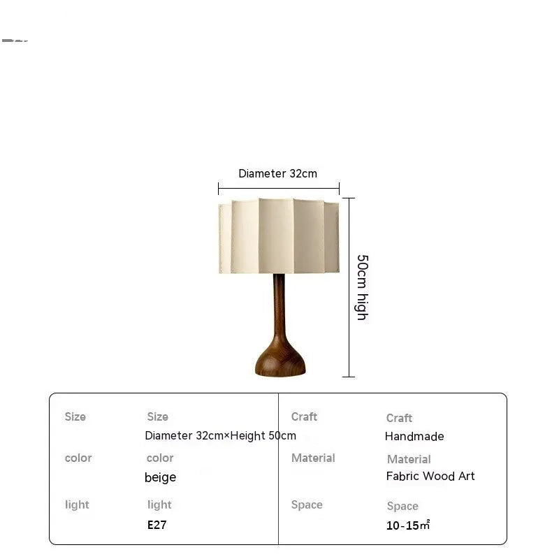Japanese-style solid wood table lamp with three-color light, 32x50cm, for living room