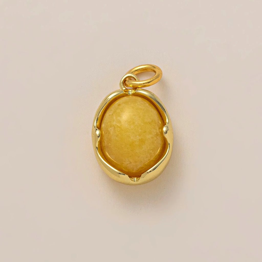 Natural stone crystal geometric pendant necklace with quadrilateral design on O-shaped chain