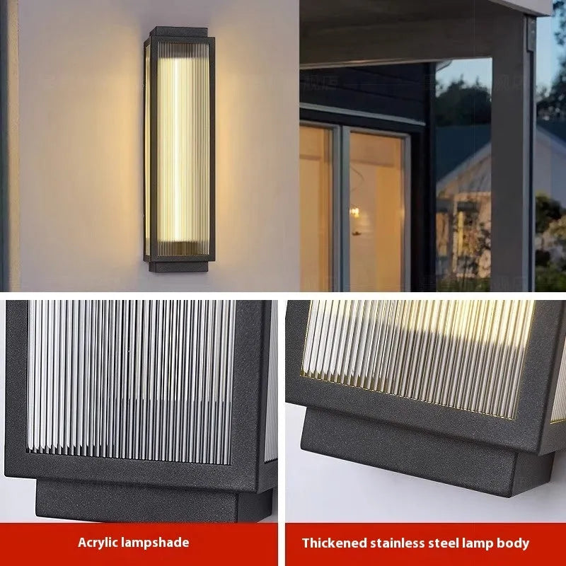 Waterproof stainless steel outdoor wall lamp for courtyard garden with light colour options