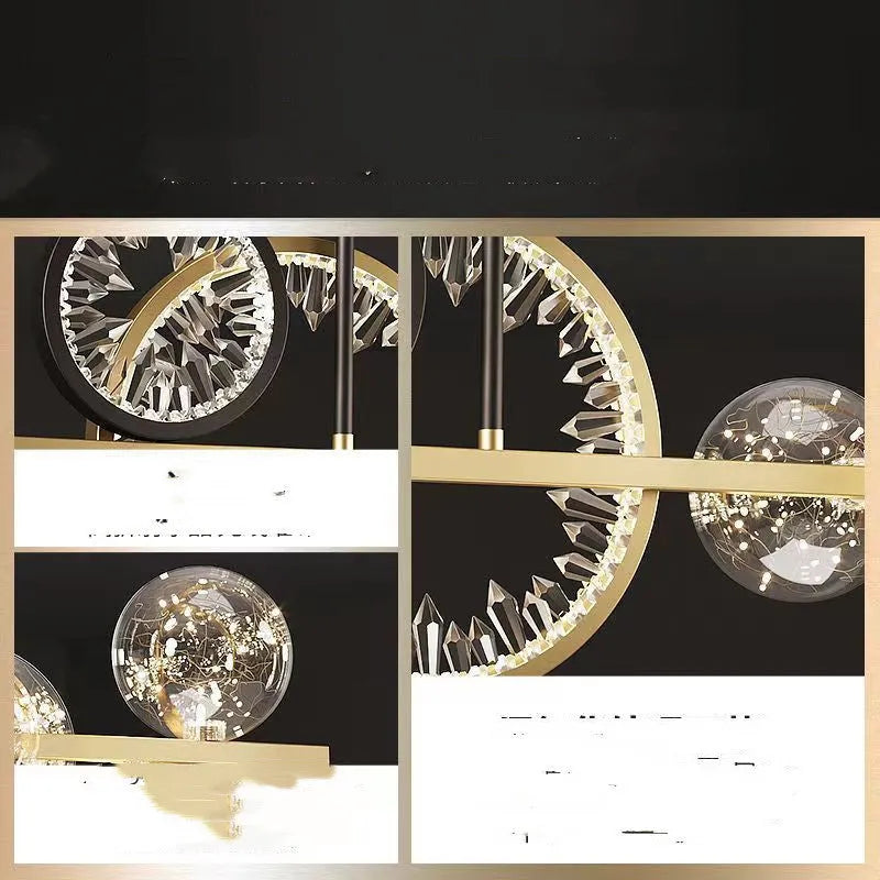 Glass chandelier with iron body in light luxury style, 95cm diameter, 27.5cm height, remote control
