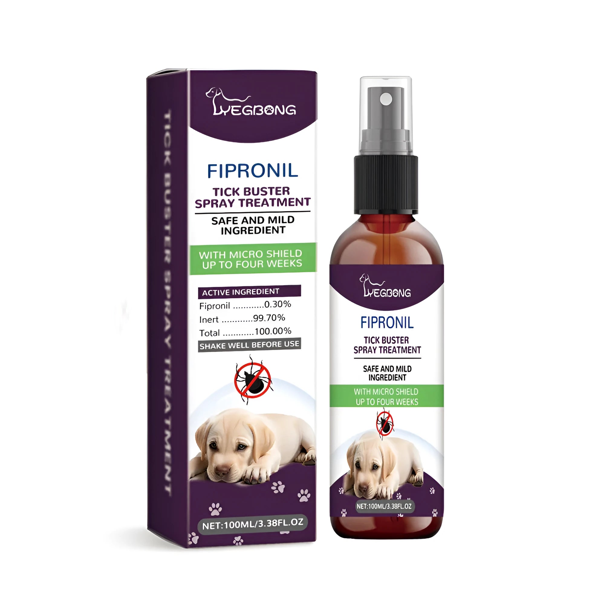 100ml pet pest spray bottle with plant-based ingredients for dogs and cats.
