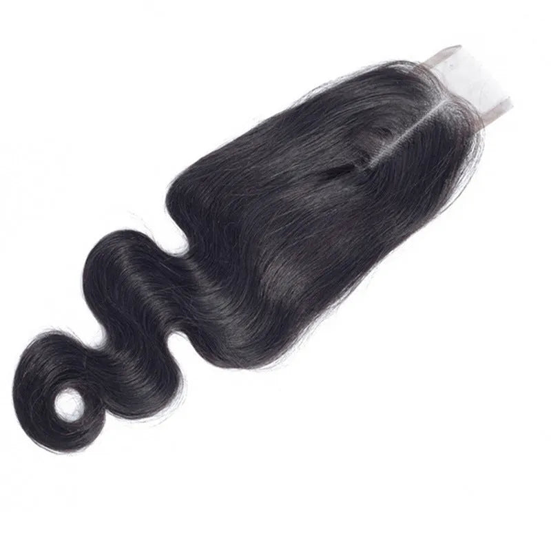 Straight human hair wig in natural colour with exotic style on display