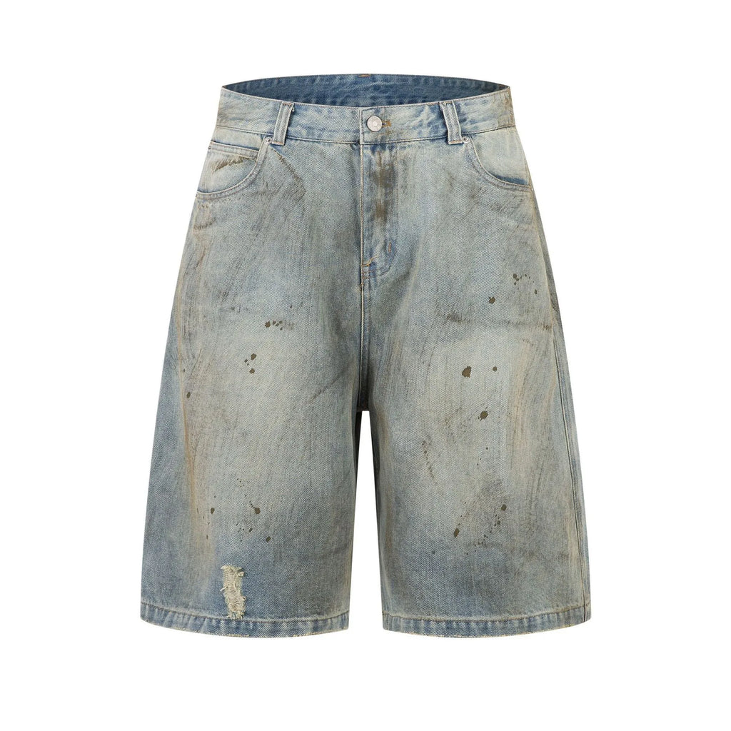Pu Shuai blue cropped washed denim straight-leg middle pants with zipper fly on hanger
