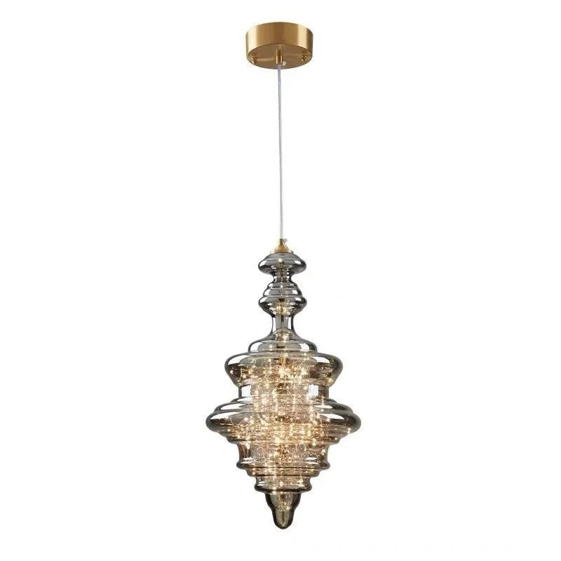 Modern glass chandelier droplight with adjustable height mechanism and LED lighting