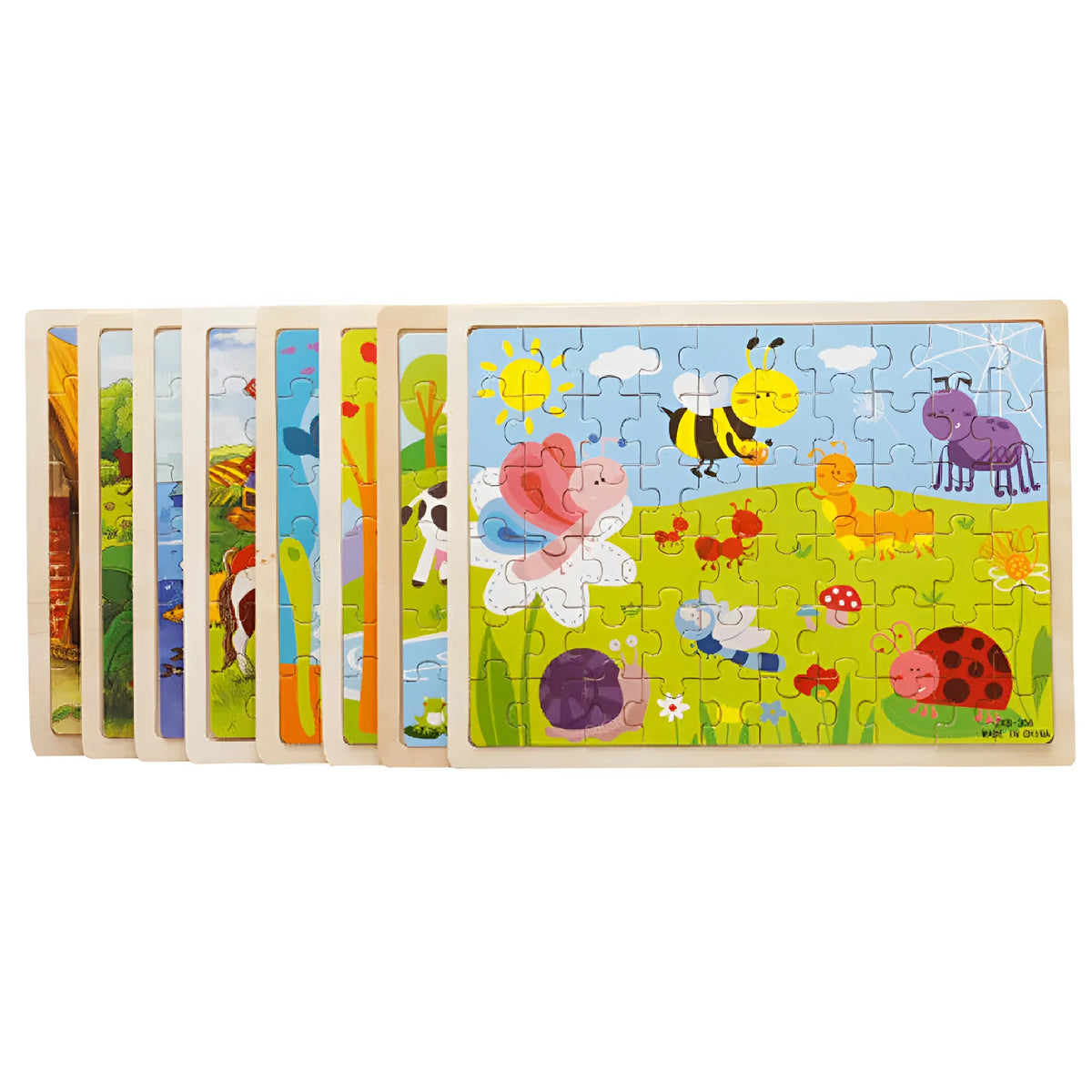Wooden 60-piece early education puzzle for ages 3-6, 28 x 22.5 x 0.5 cm board, eight themed options