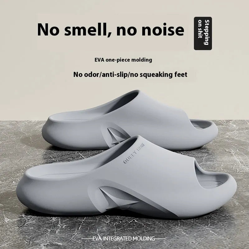 Non-slip outdoor thick-soled EVA flip flop slippers with massage footbed in gray