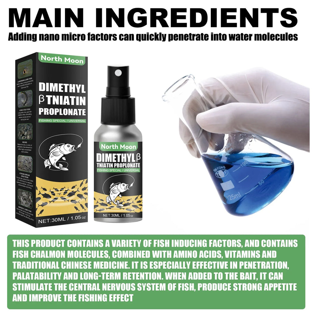 Fish attractant phagostimulant bait additive in 30ml clear liquid bottle for wild fishing angling