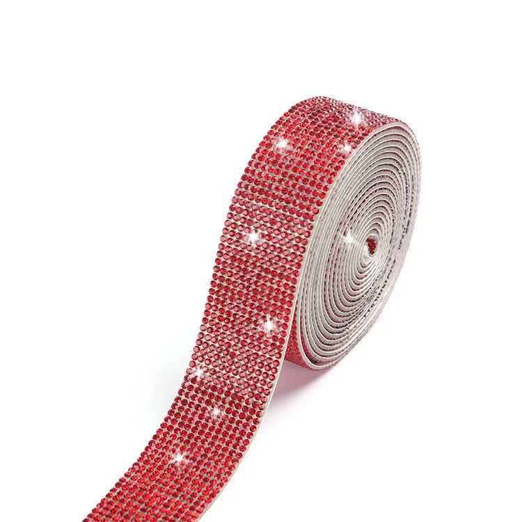 Self-adhesive electroplated glass water drill strip in long strip shape for clothing and shoe decoration