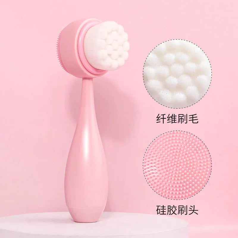 Facial brush three-piece set with coral fleece hair band, nylon brush, and face wash accessories
