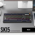 SK15 wired mechanical keyboard with volume knob in Black, Sunset Orange, or Autumn Water Blue colours