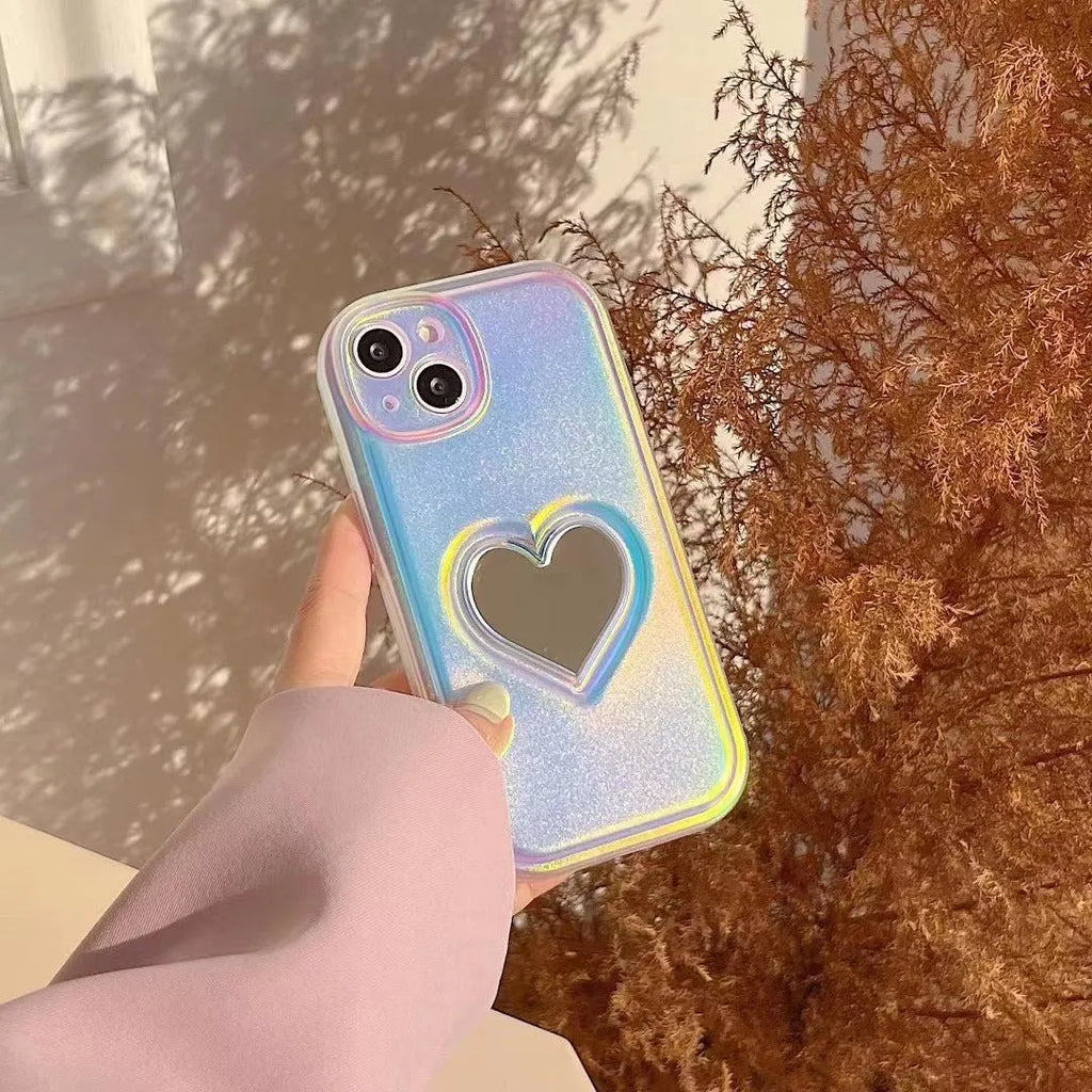 White Laser Love mobile phone case with anti-falling protection, designed for iPhone 11 to 14 series models.