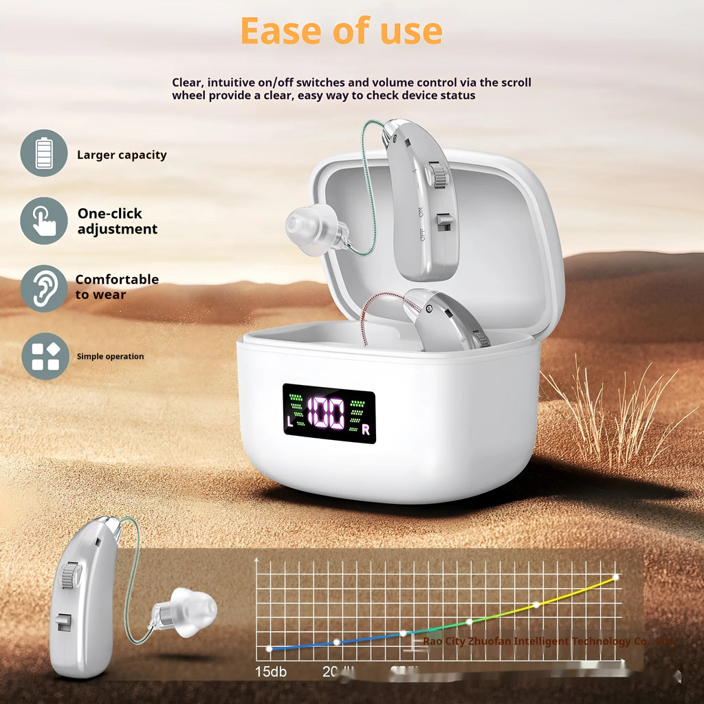 Silver USB charging hearing aid for the elderly with noise reduction