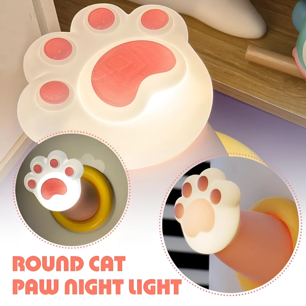 White cat paw shaped desk lamp with touch controls and three brightness settings