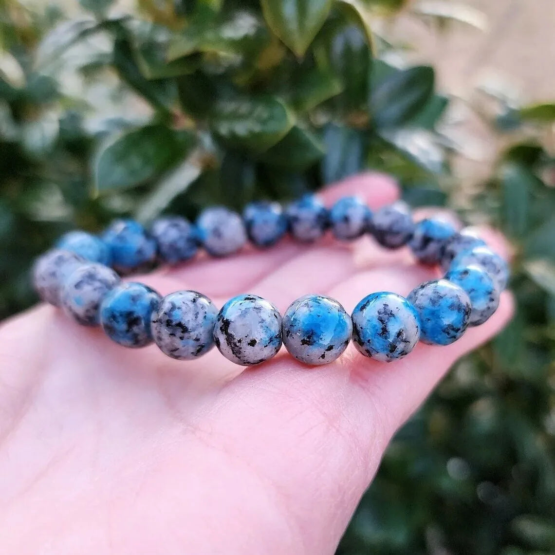 Handmade geometric K2 Azurite stone bead bracelet in new Chinese style