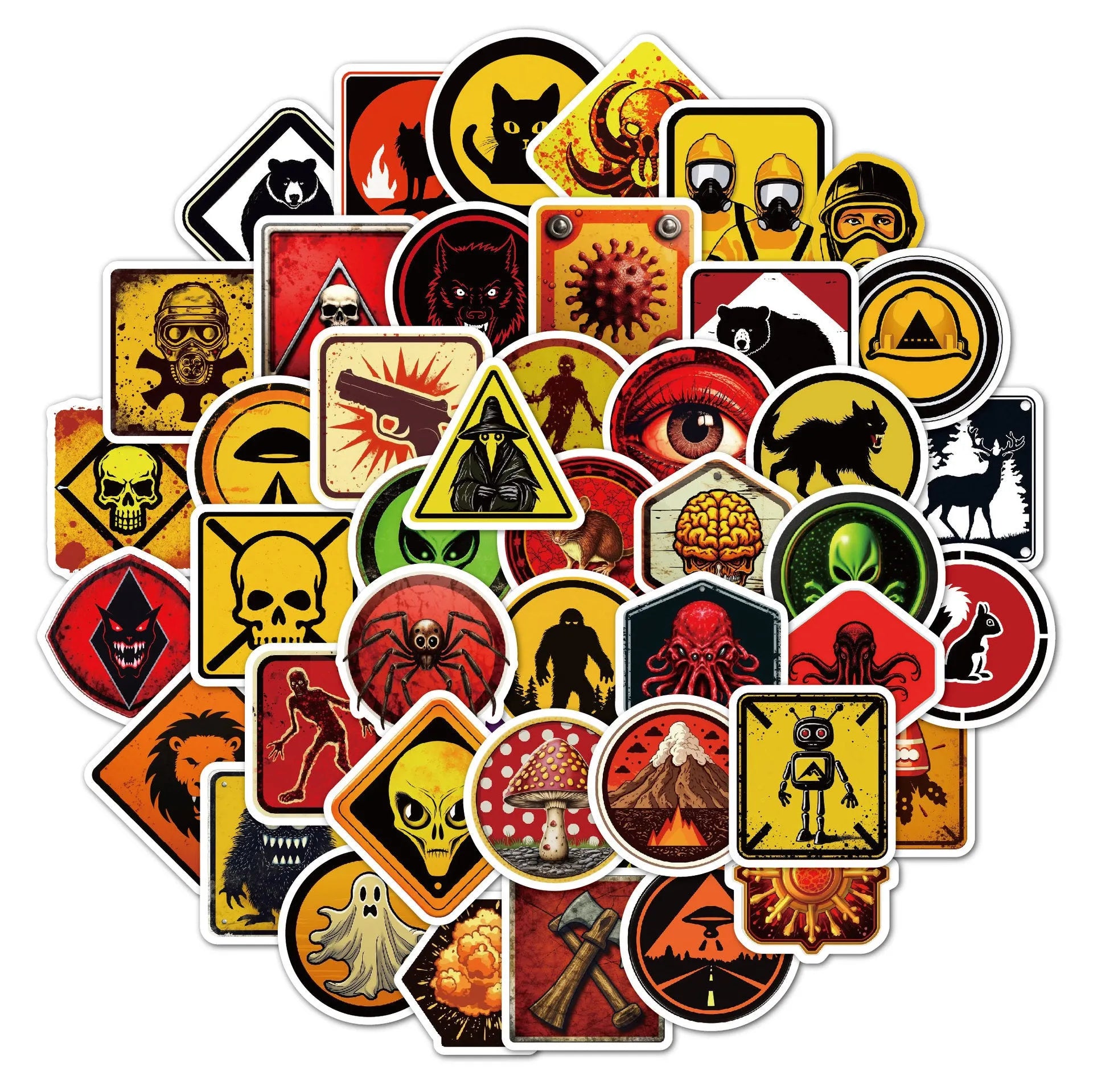 50 pack waterproof warning stickers for motorcycle helmets with bright film coating