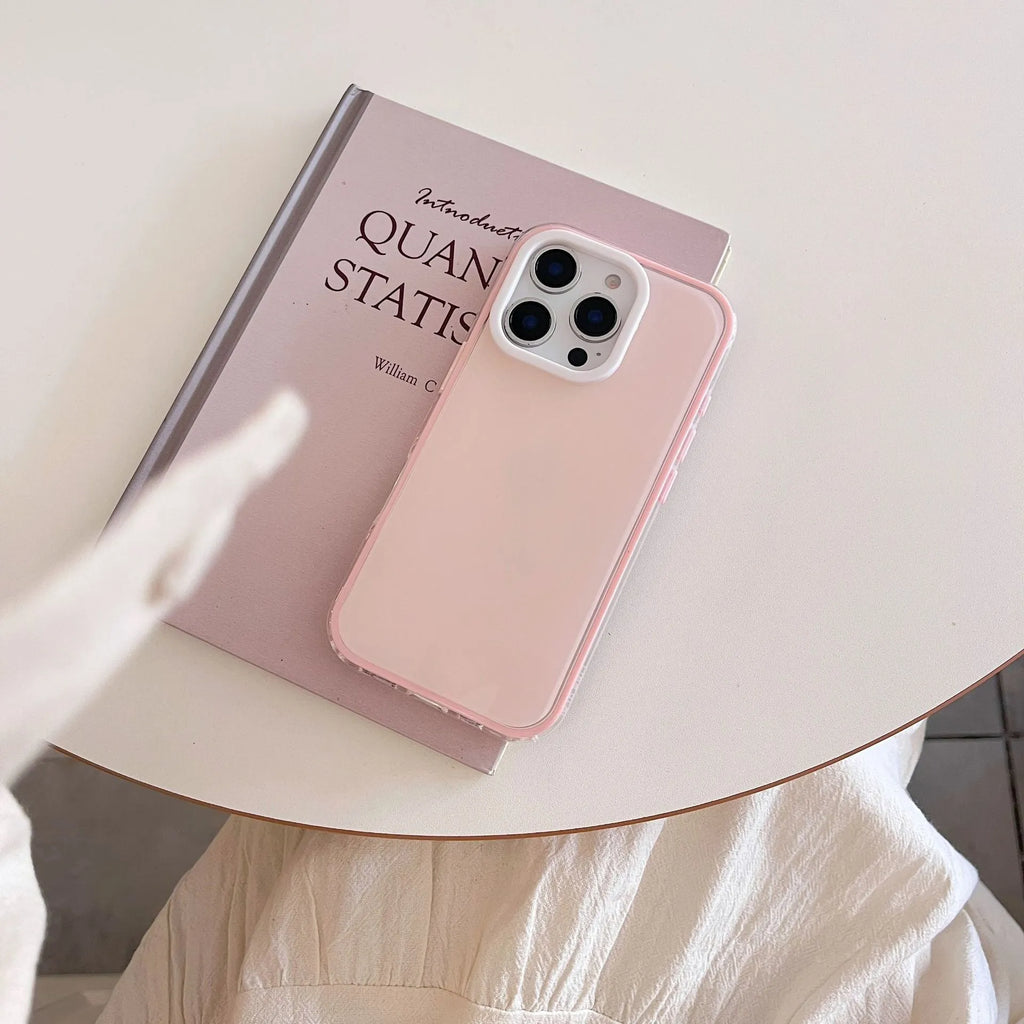 Translucent solid colour TPU jelly phone case for iPhone on a white background.
