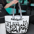 Waterproof woven handbag with colour printing design made from PP woven material