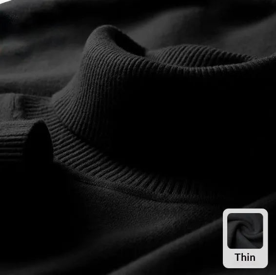 Men's knitted high-neck sweater in dark gray, straight fit, long sleeves, on a plain background