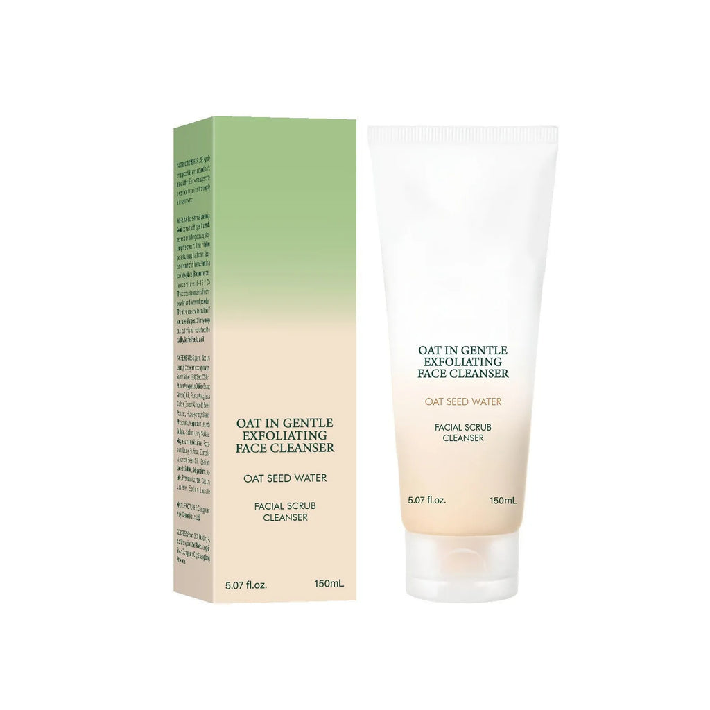 150ml oat facial cleanser foam in white pump bottle for gentle pore cleansing