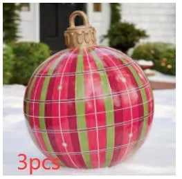 60cm PVC inflatable Christmas ball decoration in outdoor setting