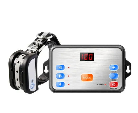 Wireless dog fence trainer with transmitter, collar receiver, TPU strap, and test lamp