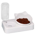 White plastic anti-overturning dog and cat food bowl, small 24.5 x 13.5 x 22cm and large 27 x 16 x 22cm sizes