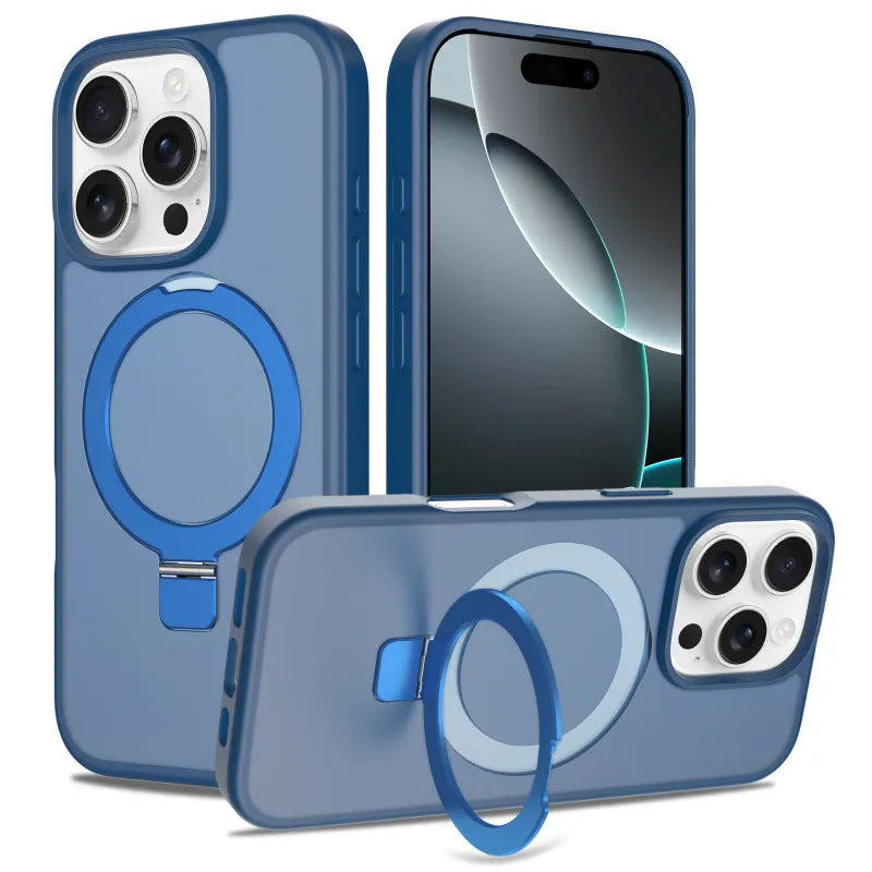 Drop-resistant magnetic phone case with invisible bracket for Apple iPhone 17 series, in sapphire blue colour
