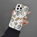 TPU soft shell phone case with leaf pattern in black for iPhone model