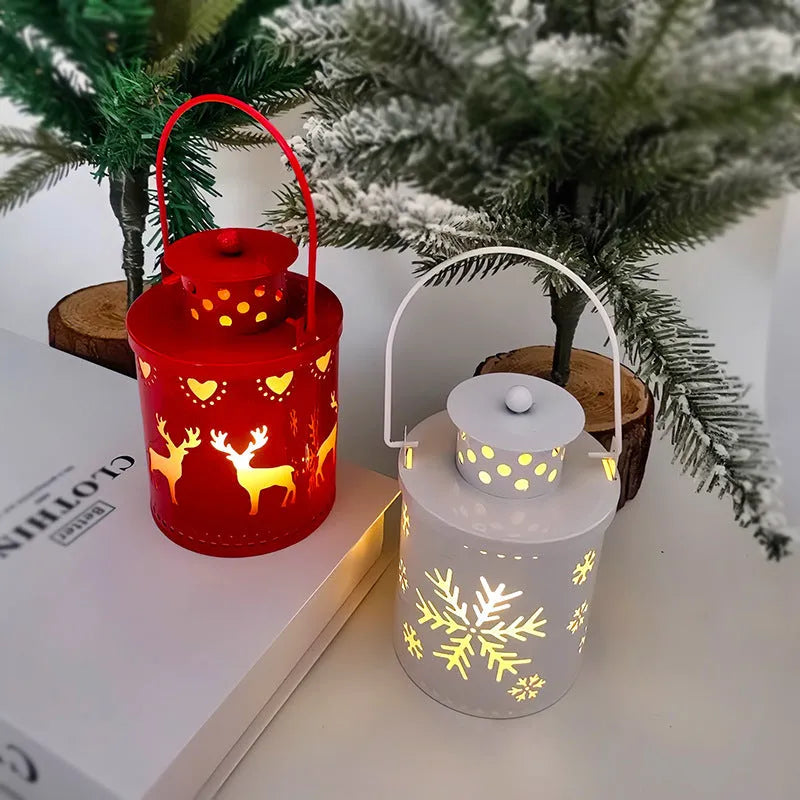 Wrought iron Christmas candle light with LED flickering flame in Nordic style design