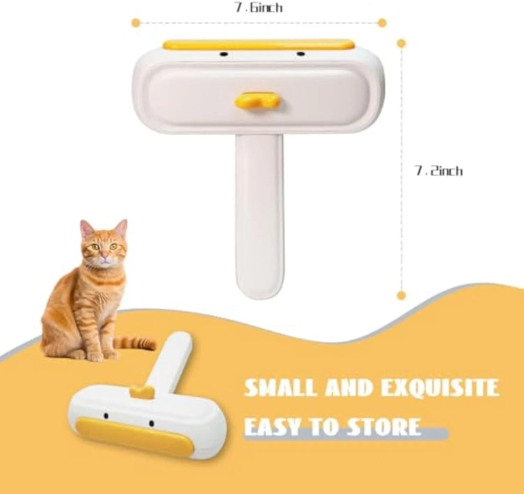 Manual pet hair remover tool with yellow duck design and polyester bristles