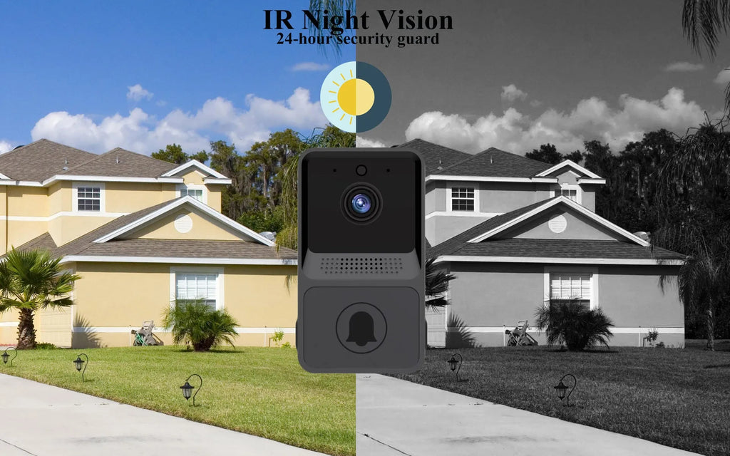Z20 smart wireless doorbell in black with wide-angle lens and night vision LEDs