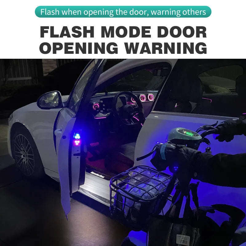 Universal car door warning LED light with ABS plastic housing for anti-collision safety.