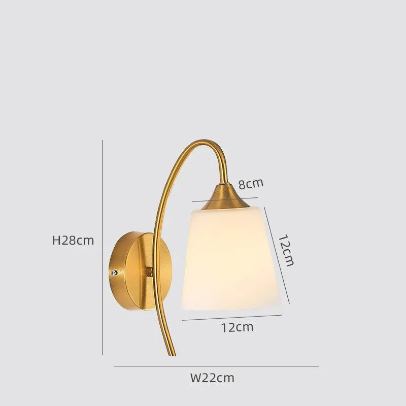 Modern copper colour glass wall lamp for bedside hallway living room
