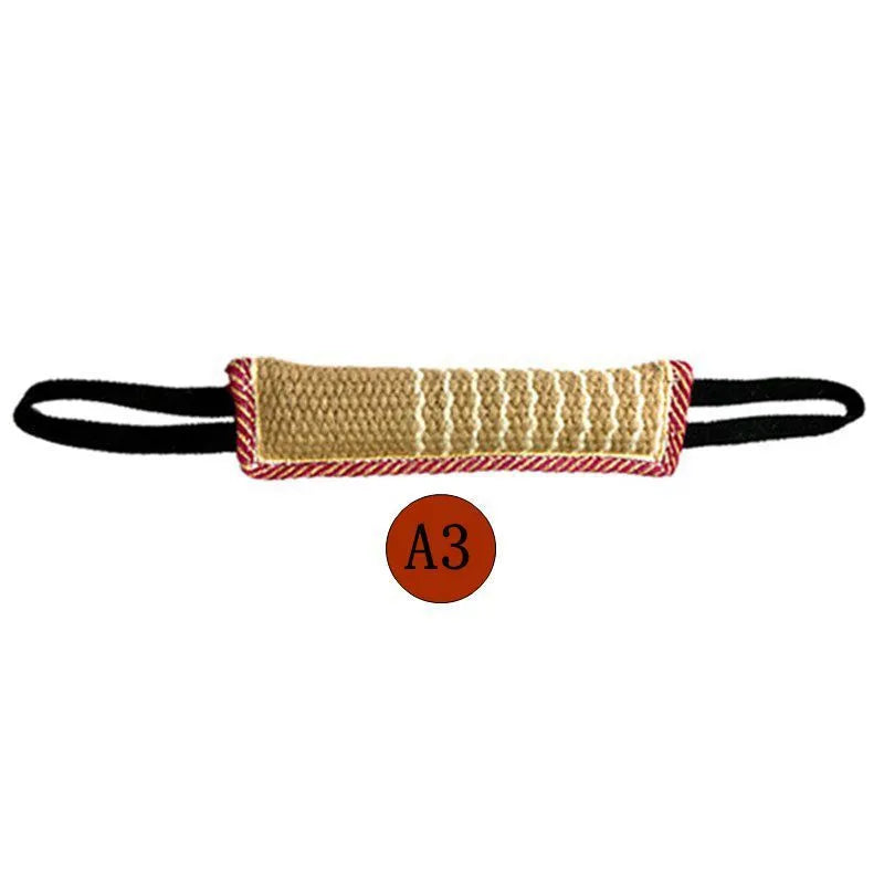 30cm coarse hemp dog biting stick in yellow colour for training and teething
