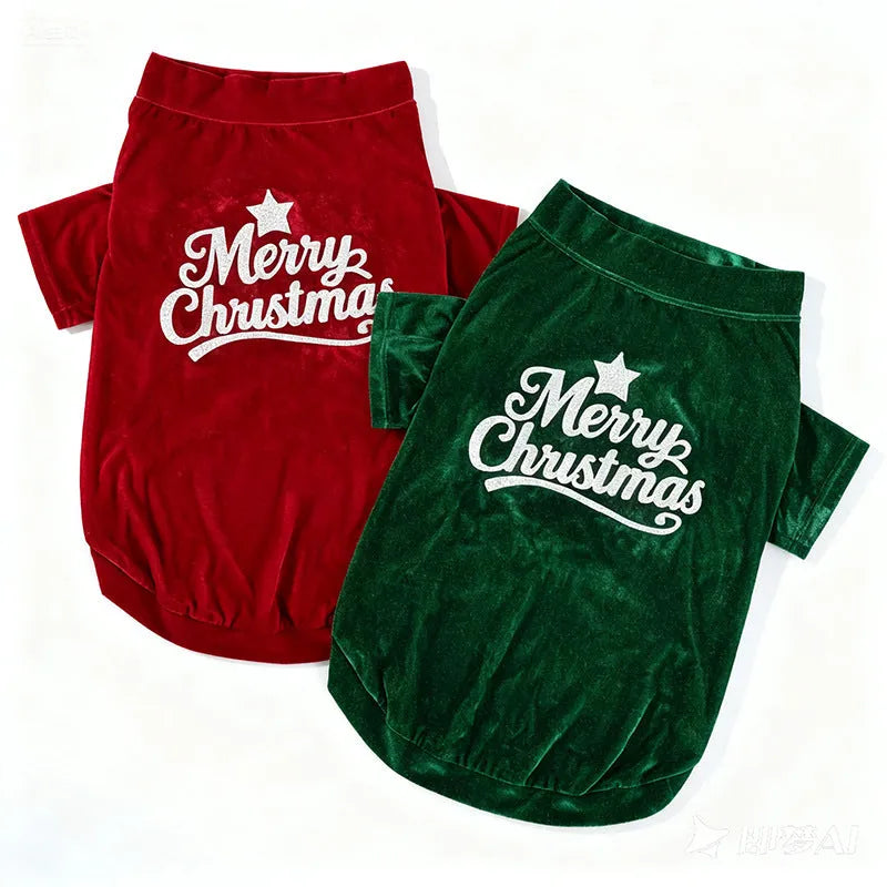 Christmas pet clothes red green polyester coat for dogs and cats sizes S to 6XL